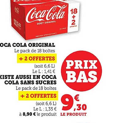 coca cola original existe aussi en coca cola sans sucre
