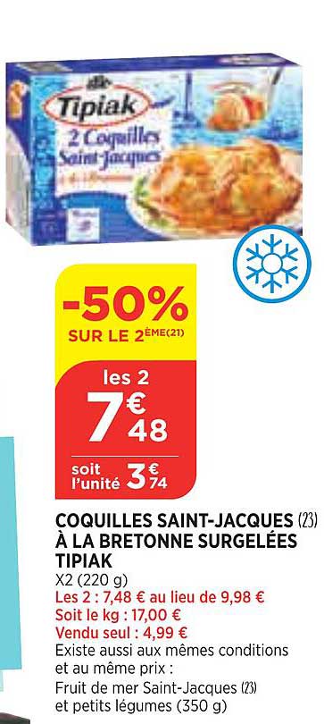 coquilles saint-jacques à la bretonne surgelées tipiak