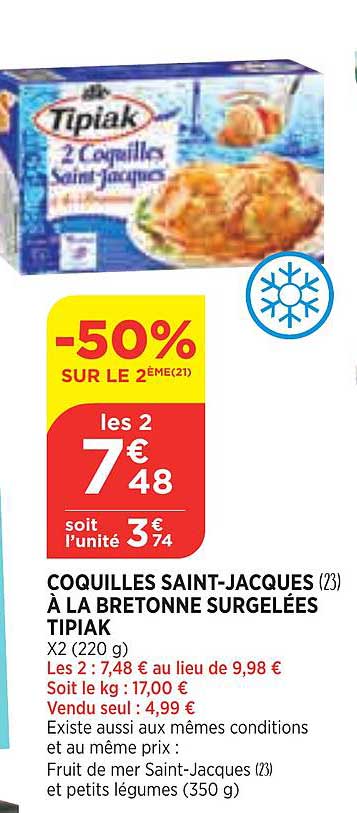 coquilles saint-jacques à la bretonne surgelées tipiak