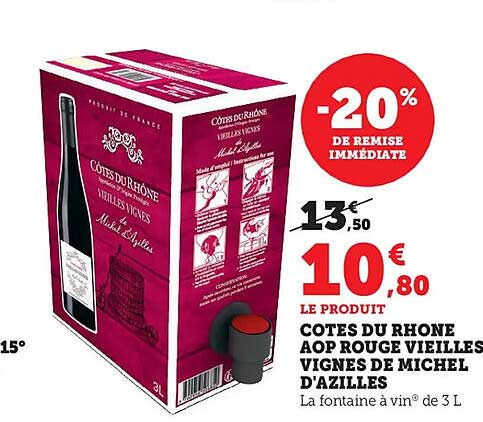 côtes du rhône aop rouge vieilles vignes de michel d'azilles
