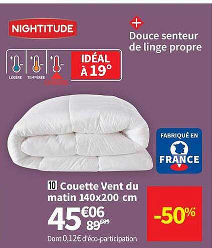 couette vent du matin 140 x 200 cm nightitude