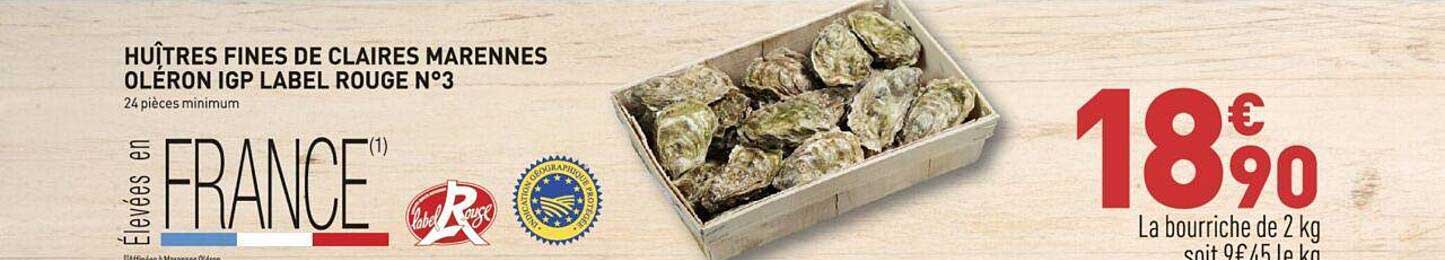 huîtres fines de claires marennes oléron igp label rouge n°3