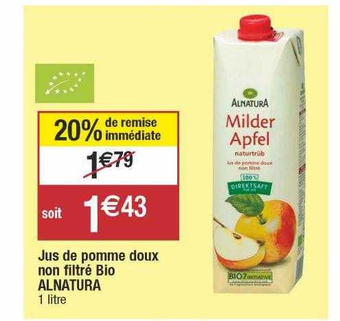 jus de pomme doux non filtré bio alnatura