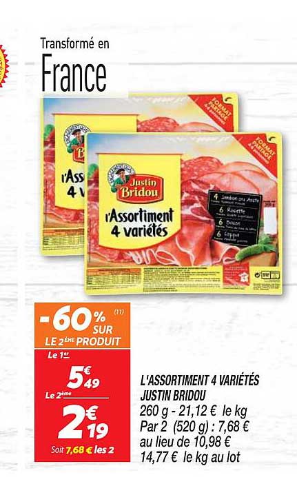 l'assortiment 4 variétés justin bridou