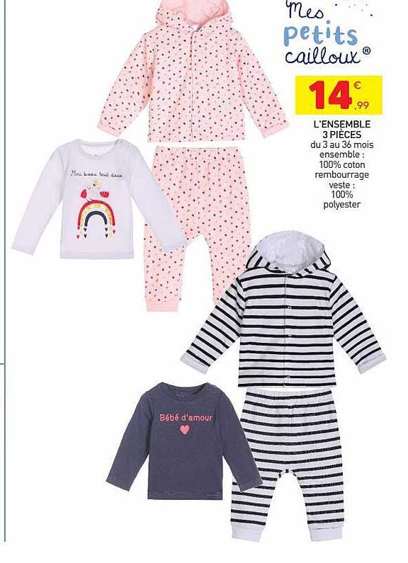 l'ensemble 3 pièces mes petits cailloux