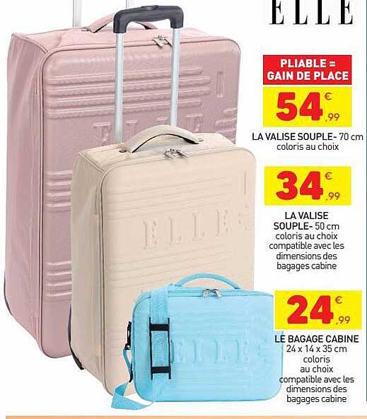 la valise souple 70 cm, 50 cm , le bagage cabine