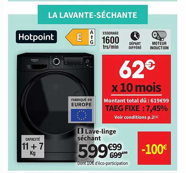 lave-linge séchant hotpoint