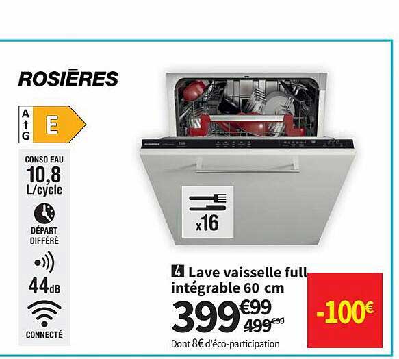 lave vaisselle full intégrable 60 cm rosières