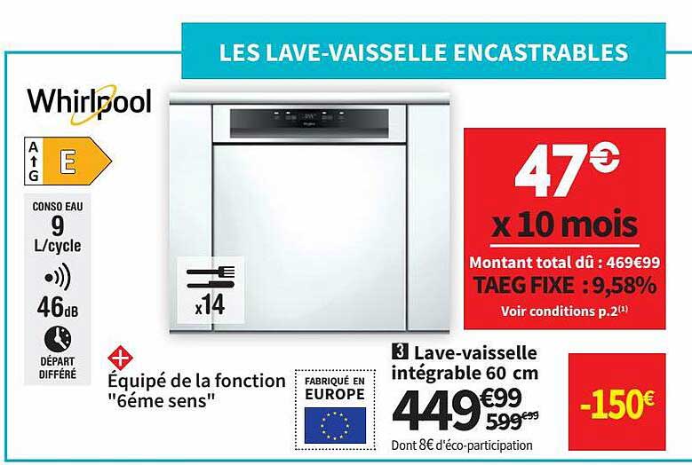 lave-vaisselle intégrable 60 cm whirlpool