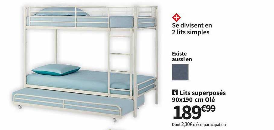 lits superposés 90 x 190 cm olé