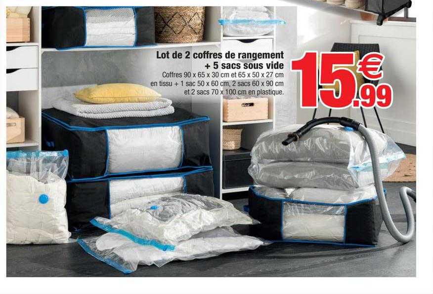 lot de 2 coffres de rangement + 5 sacs sous vide