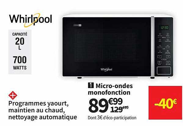 micro-ondes monofonction whirlpool