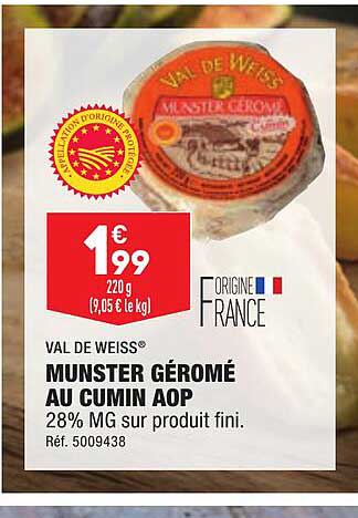 munster géromé au cumin aop val de weiss