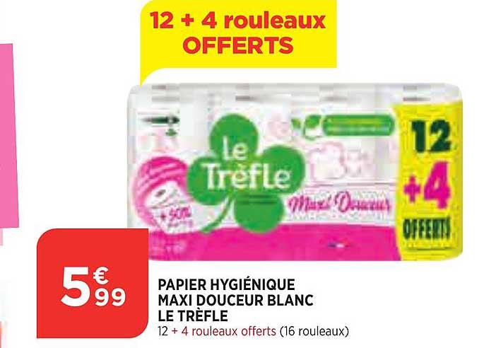 Papier Hygiénique Maxi Douceur Blanc Le Trèfle