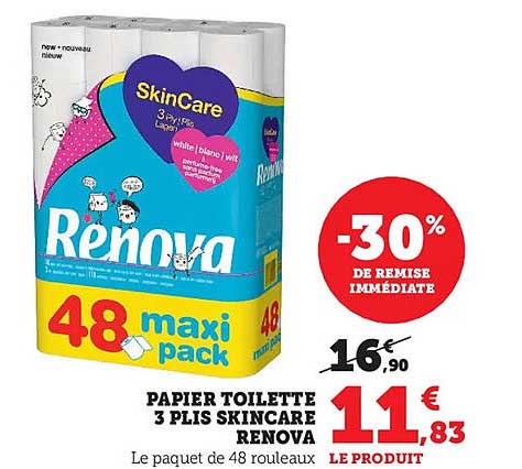 papier toilette 3 plis skincare renova