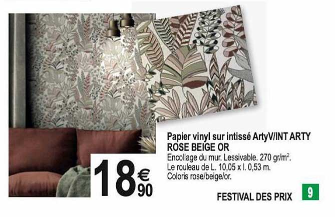 papier vinyl sur intissé artyv-int arty rose beige or