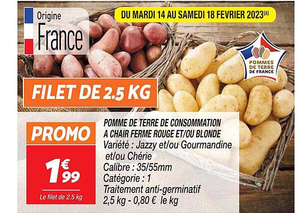 pomme de terre de consommation à chair ferme rouge et-ou blonde