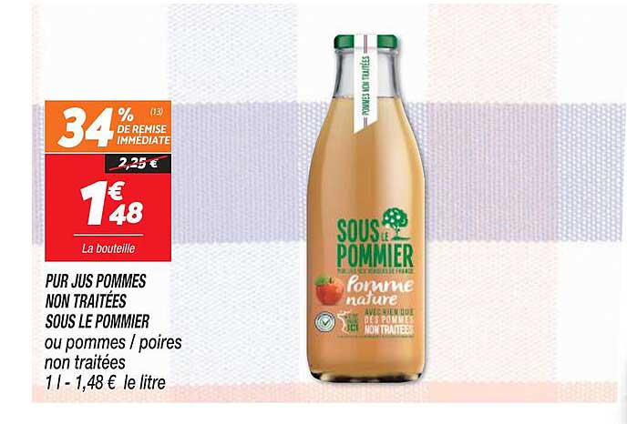 pur jus pommes non traitées sous le pommier