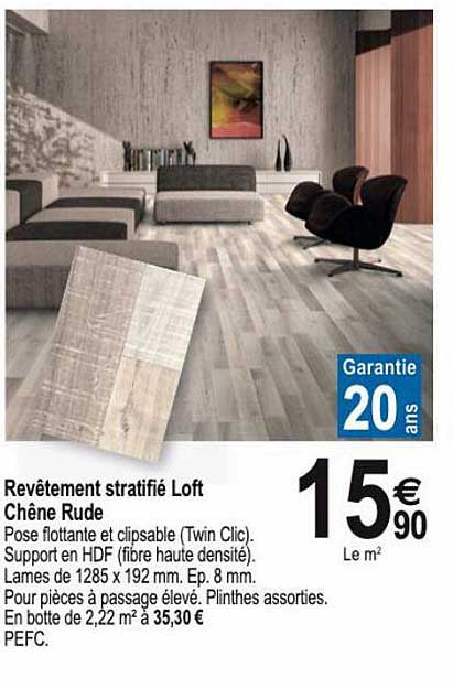 revêtement stratifié loft chêne rude