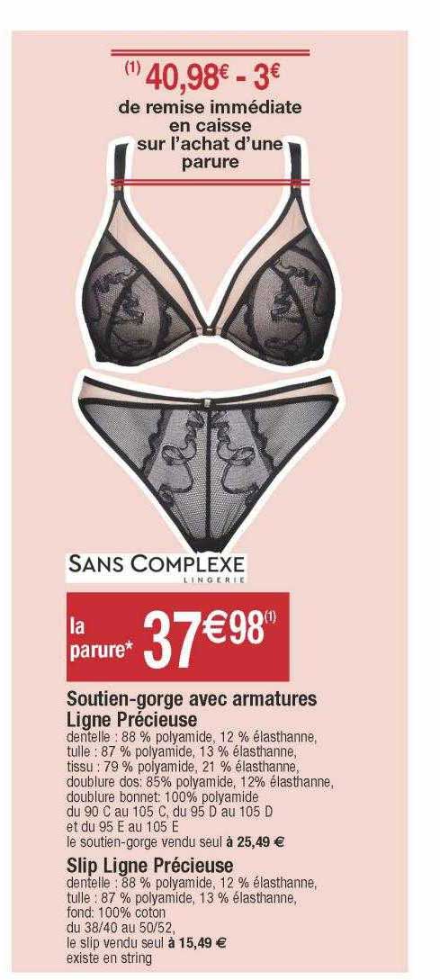 soutien-gorge avec armatures ligne precieuse, slip ligne précieuse