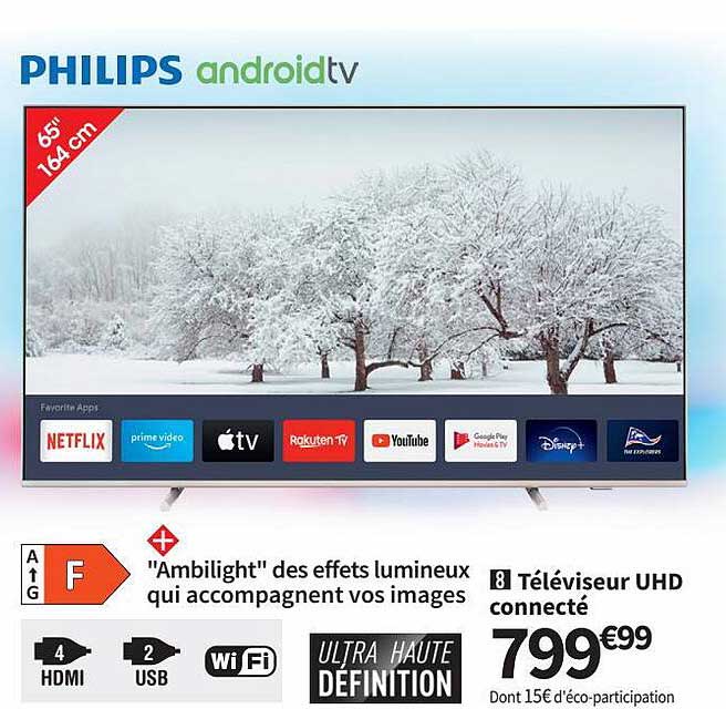 Téléviseur Uhd Connecté 65" 164 Cm Philips