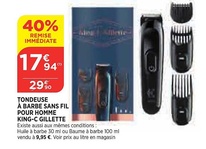 Tondeuse à Barbe Sans Fil Pour Homme King-c Gillette