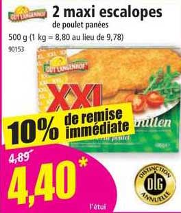 2 maxi escalopes de poulet panées gut langenhof