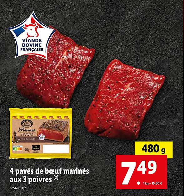4 Pavés De Bœuf Marinés Aux 3 Poivres