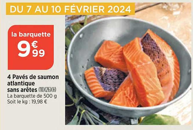 4 pavés de saumon atlantique sans arêtes