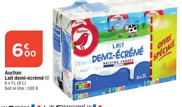 auchan lait demi-écrémé