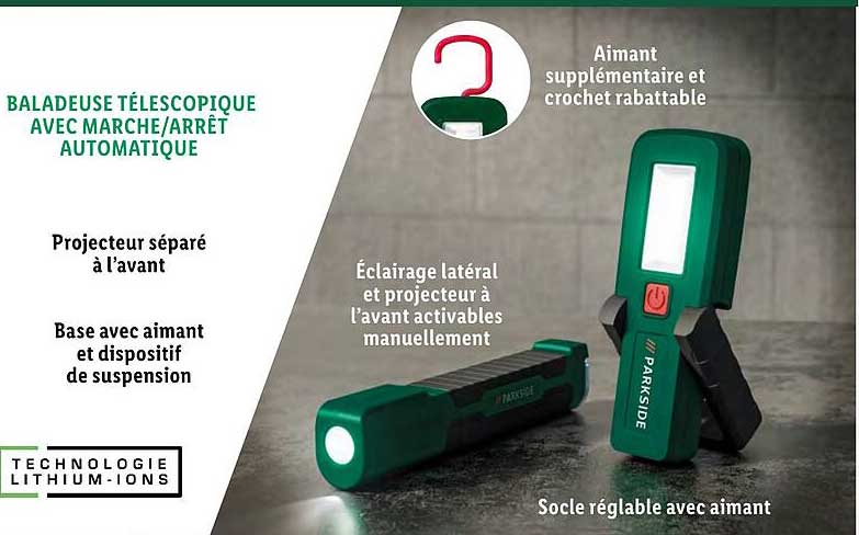 baladeuse télescopique avec marche/arrêt automatique