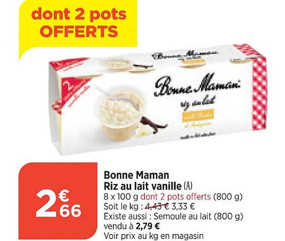 bonne maman riz au lait vanille