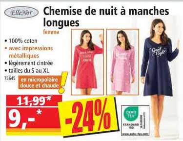 chemise de nuit à manches longues