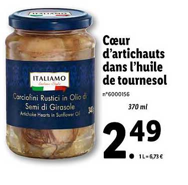 coeur d'artichauts dans l'huile de tournesol