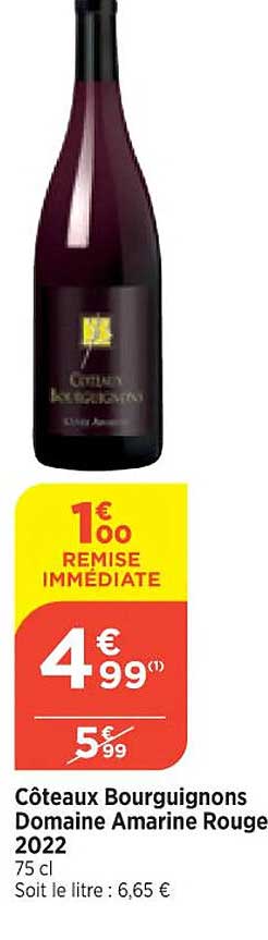 côteaux bourguignons domaine amarine rouge 2022