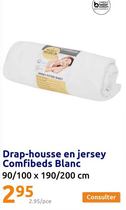 drap-housse en jersey comfibeds blanc