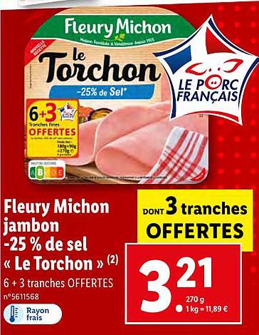 fleury michon jambon -25% de sel «le torchon»