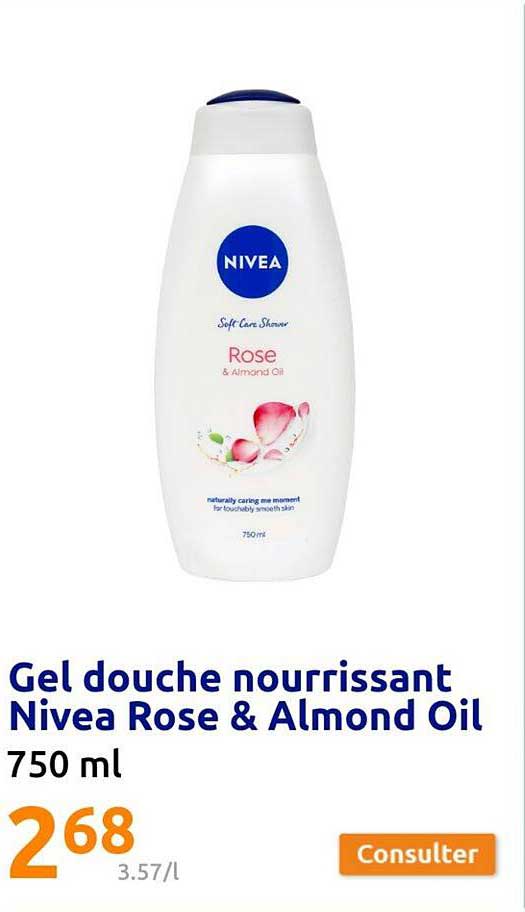 gel douche nourrissant nivea rose & almond oil
