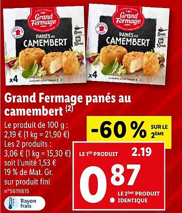 grand fermage panés au camembert