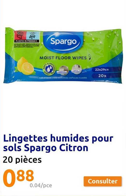 Lingettes Humides Pour Sols Spargo Citron