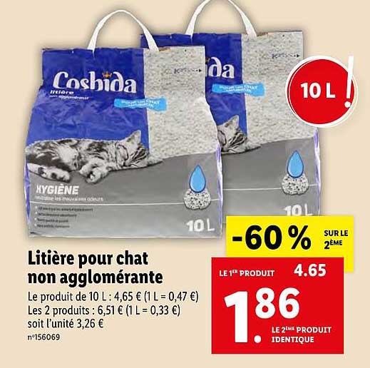 litière pour chat non agglomérante