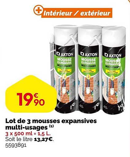 lot de 3 mousses expansives multi-usages axton