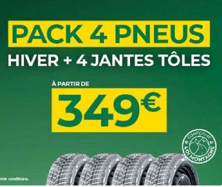 pack 4 pneus hiver + 4 jantes tôles