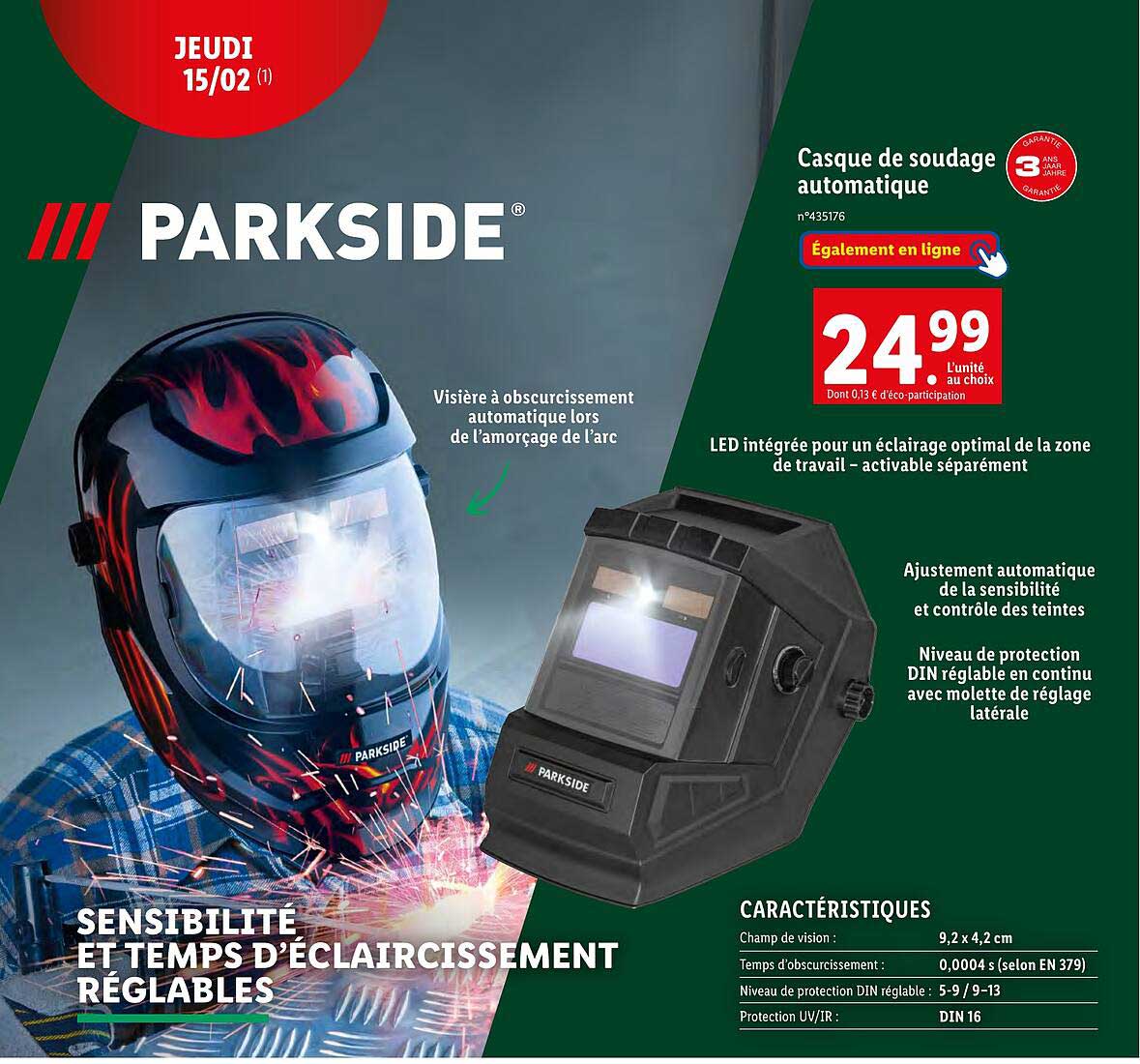 parkside casque de soudage automatique