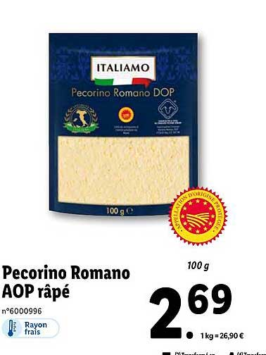 pecorino romano aop râpé italiamo