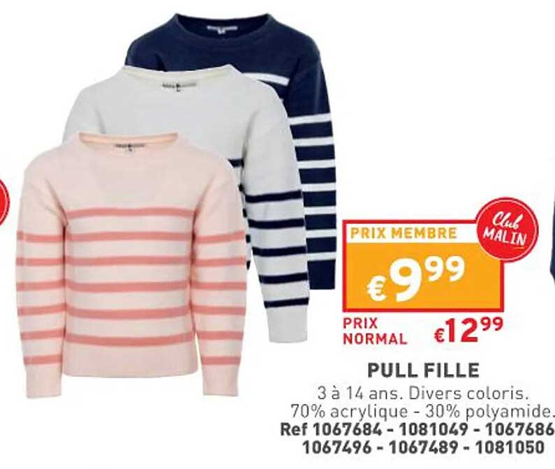 pull fille 3 à 14 ans