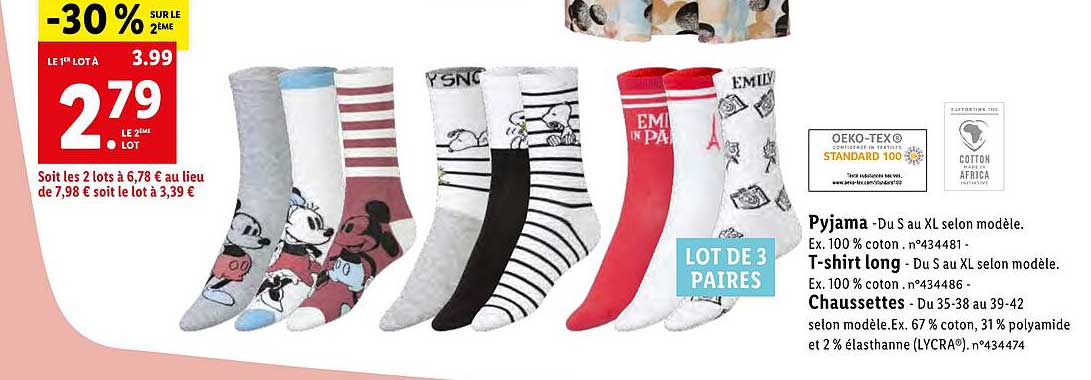 pyjama, t-shirt long, chaussettes