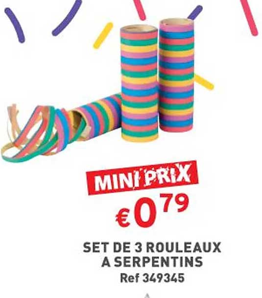 set de 3 rouleaux a serpentins