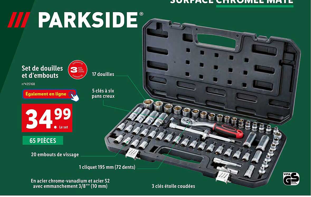 set de douilles et d'embouts parkside