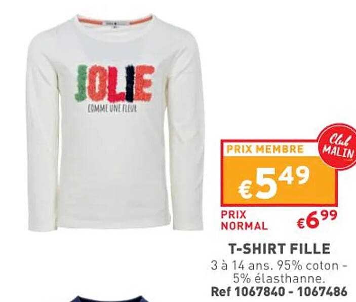 t-shirt fille 3 à 14 ans